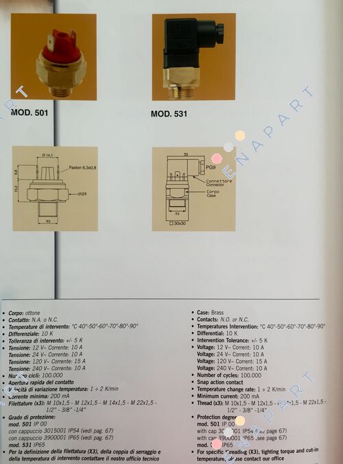 2108060  bimetal thermostat 60 C